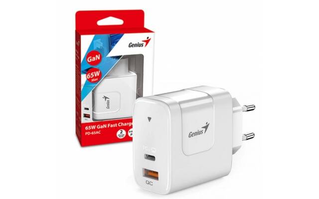 Cargador Genius PD-65AC 65W blanco